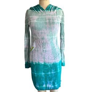 Womens Dress Size Small Tie Dye Hoodie Long Sleeve Hippie Boho Coastal Beachy